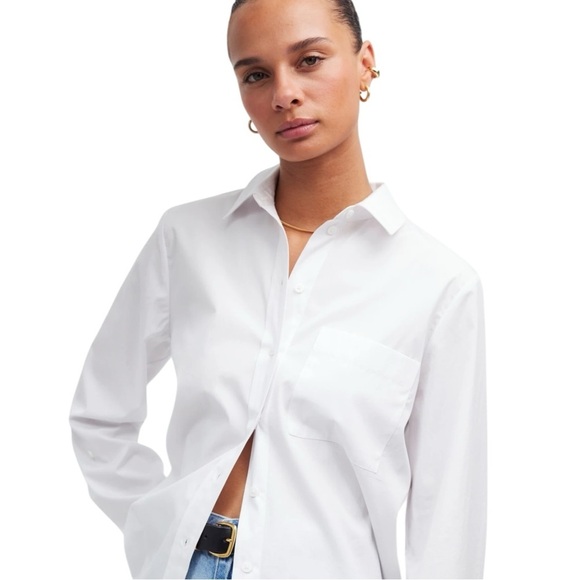 Madewell White Relaxed Button Front Shirt Poplin Womens Size XXS Collar Cotton - Picture 2 of 14